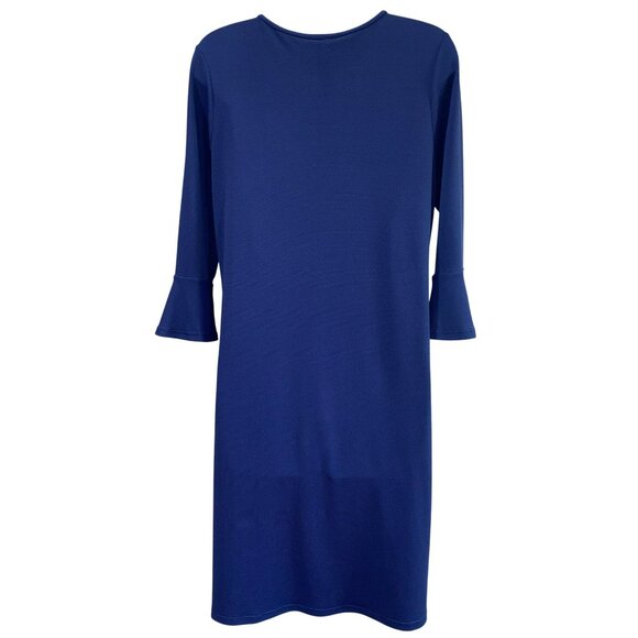 Tommy Bahama Navy Blue 3/4 Sleeve Dress W/ Flared Cuffs & Drawstring Neckline Si - Picture 4 of 11